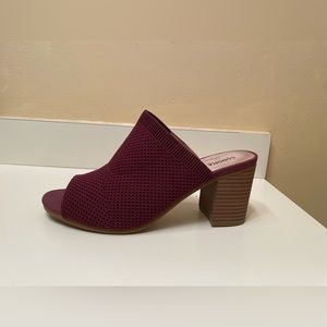 Comfy and stylish wine colored Sonoma Mules